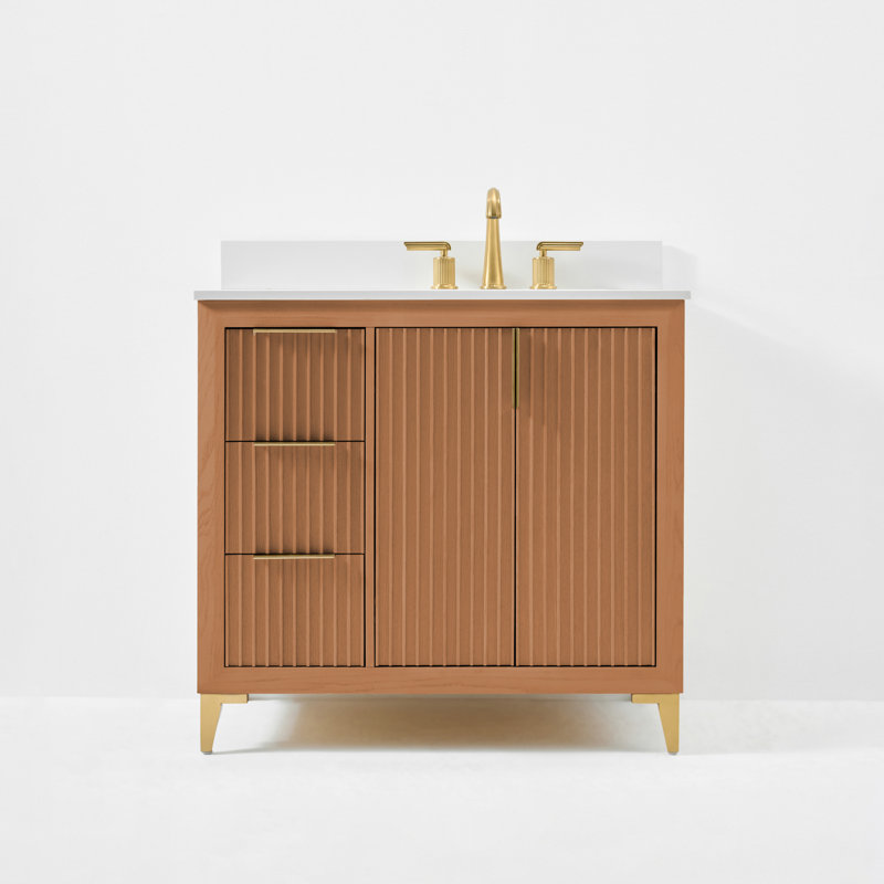 Turlington Freestanding Standard Bathroom Vanity with Top, 36", Sienna