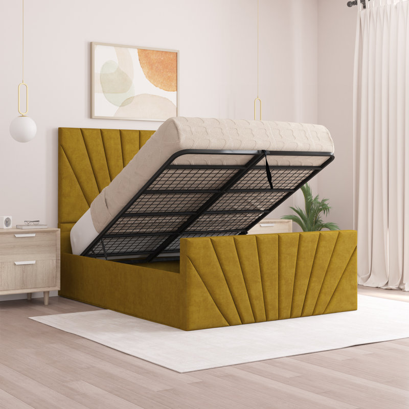 Odolo Upholstered Ottoman Storage Bed, Single (3'), Turmeric