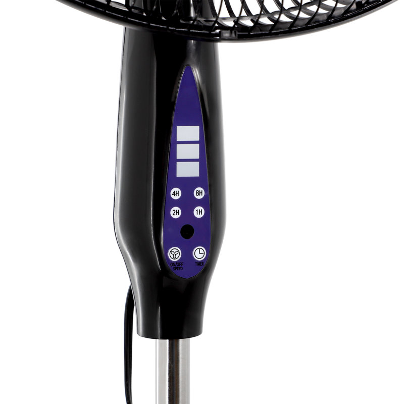 Vie Air 16 Inch Black Aluminum Remote Controlled Oscillating Pedestal Fan
