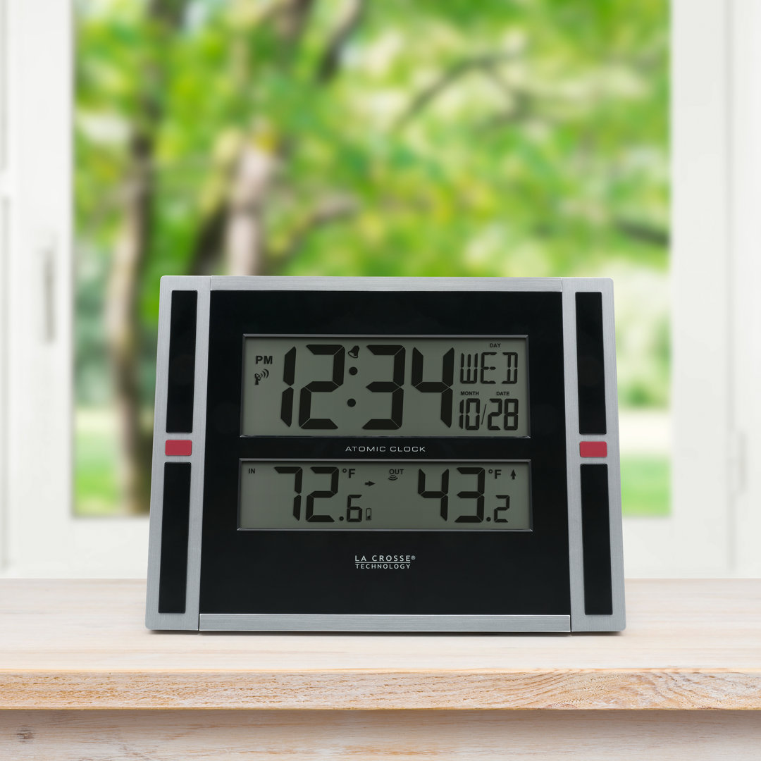 Modern & Contemporary Digital Atomic Tabletop Clock with Alarm in Black Symple Stuff