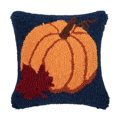 Autumn Pumpkin Hooked Pillow