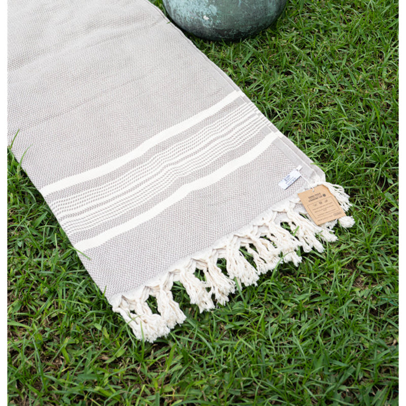 Serviette de bain et de plage Hisar | 100% coton turc biologique | Hammam | Peshtemal | Fouta, Beige
