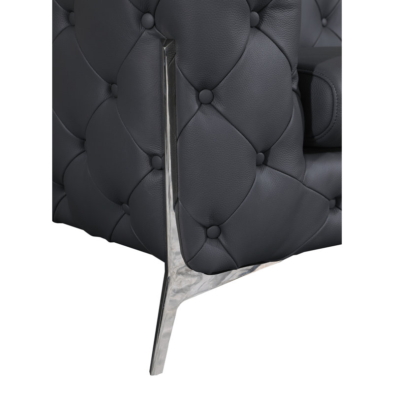Canapé en cuir 100% italien Global United, Gris