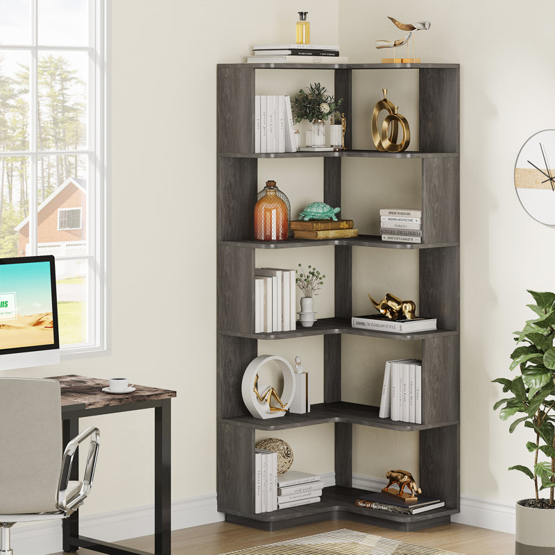 Bibliothèque de coin H 64,96 "x l 23,62" Nyajiah, Gris foncé