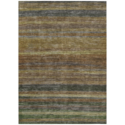 Doravine Brown Washable Indoor-Outdoor Rug - LOOMLAN
