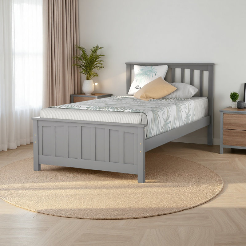 Lit plateforme en bois, Gris