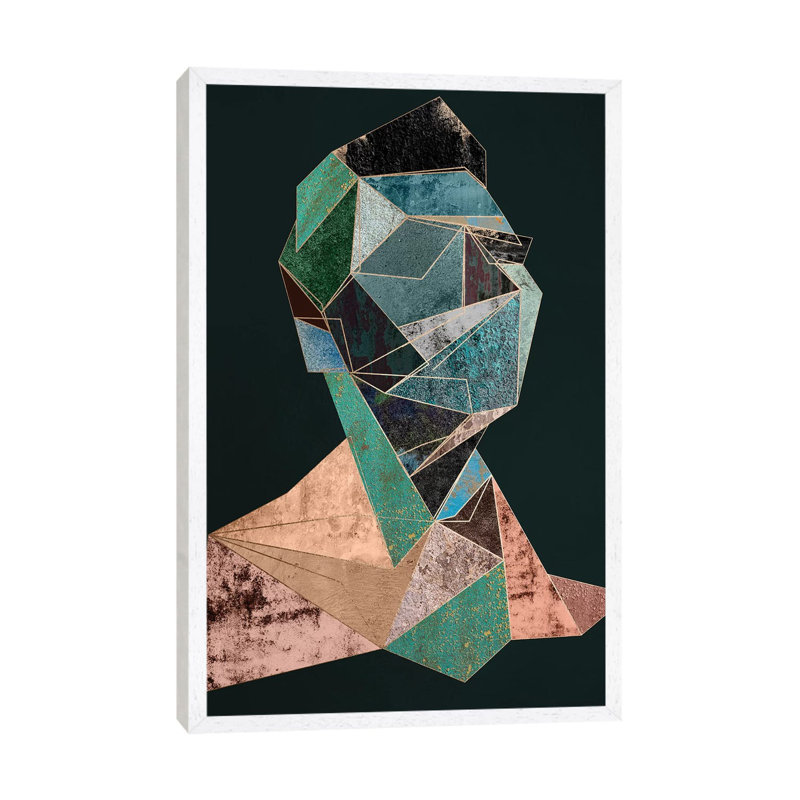 Man Cubism Diptych II by Danilo De Alexandria - Print on Canvas, 101.6 cm H x 66.04 cm W, White Framed