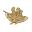 Decorative Monkeys on Banana Figurine Sculpture for Home Decor - Playful Object Statue Accent for Office, Living Room Decoration - 8", Gold & Metallic