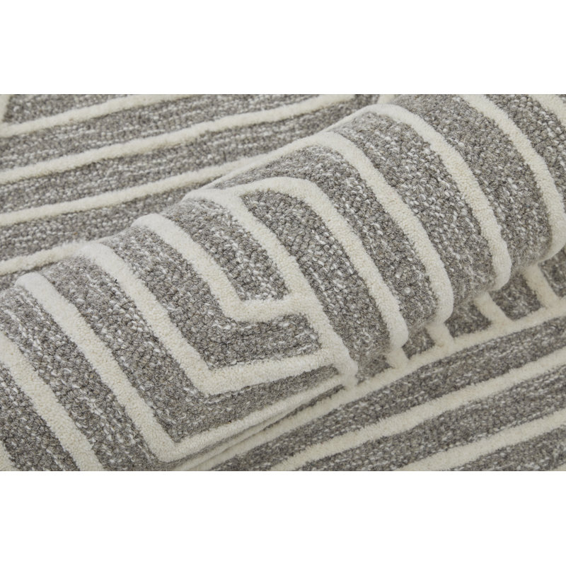 Lytton Modern Geometric, Gray/Ivory Area Rug, Rectangle 2' x 3'