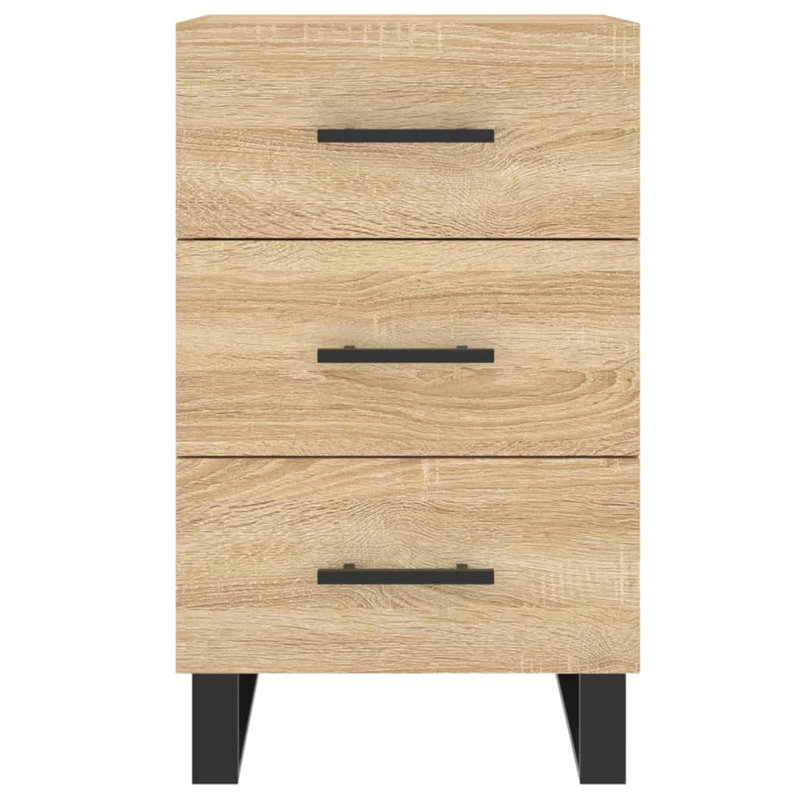 Mazari 40cm W Iron Bedside Table, Sonoma Oak