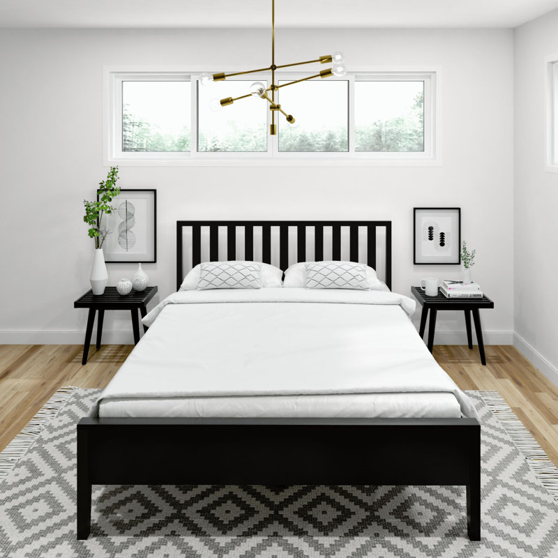 Brubaker Solid Wood Slat Bed, Black, Queen