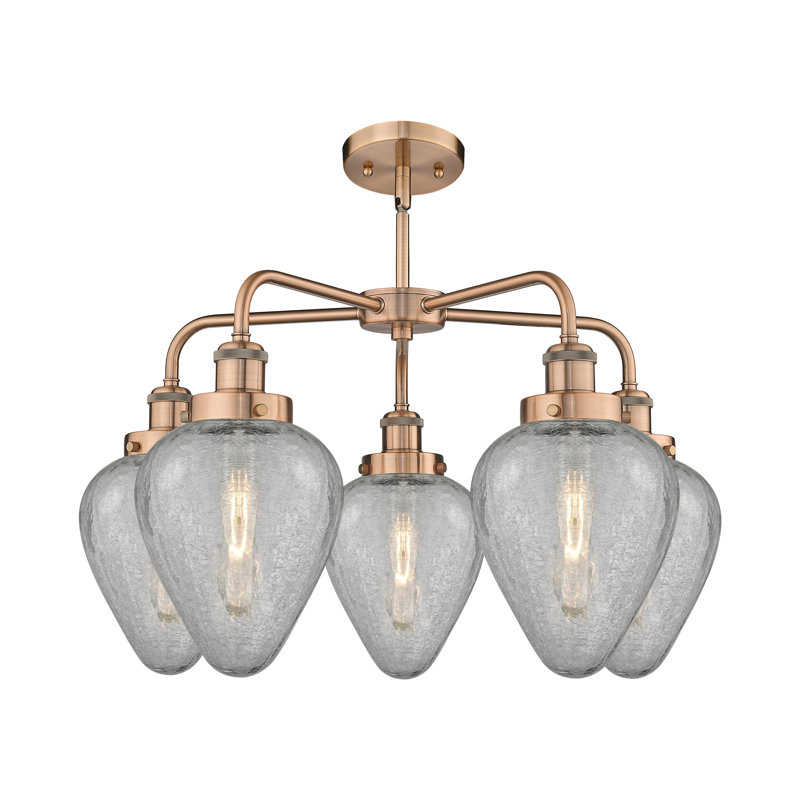 Lustre en forme de goutte à 5 lumières Ameet, Cuivre antique