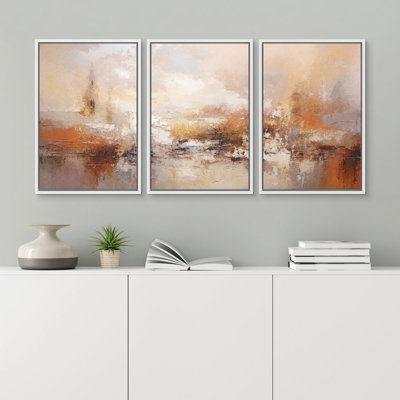 Grunge Abstract Paint Stroke Effect " Vibrant Red and Orange Stroke " 3 Piece Art Graphic Art Print