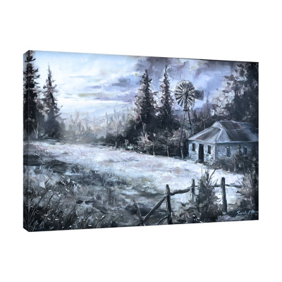 «Black & White Farmhouse», reproduction sur toile tendue