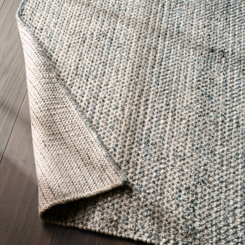 Tapis bleu uni et blanc fait à la main Jaipur Living Crispin RBC08 (9 pi 6 po x 13 pi 6 po), Rectangle 9 pi 6 po x 13 pi 6 po