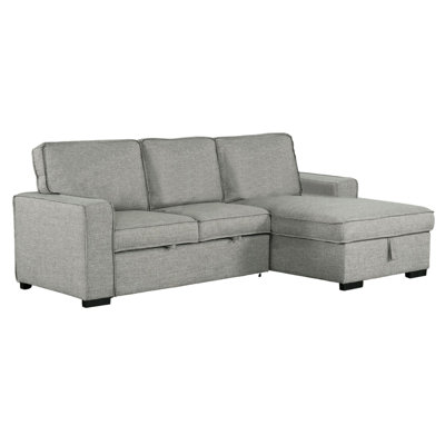 Wren 95 in. Light Grey 2-piece Right Facing L Shaped Sleeper Sectional with Storage