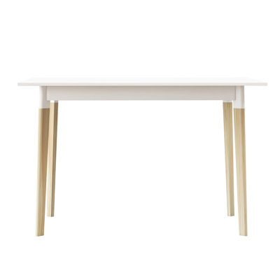 47 Inch Rectangular Kitchen Table, White Modern Dining Table With Solid Legs, Minimalist Aspect, Smooth Top, Coated, Stable And Intriguing Or Work Character, Surface, Painting, Tempting