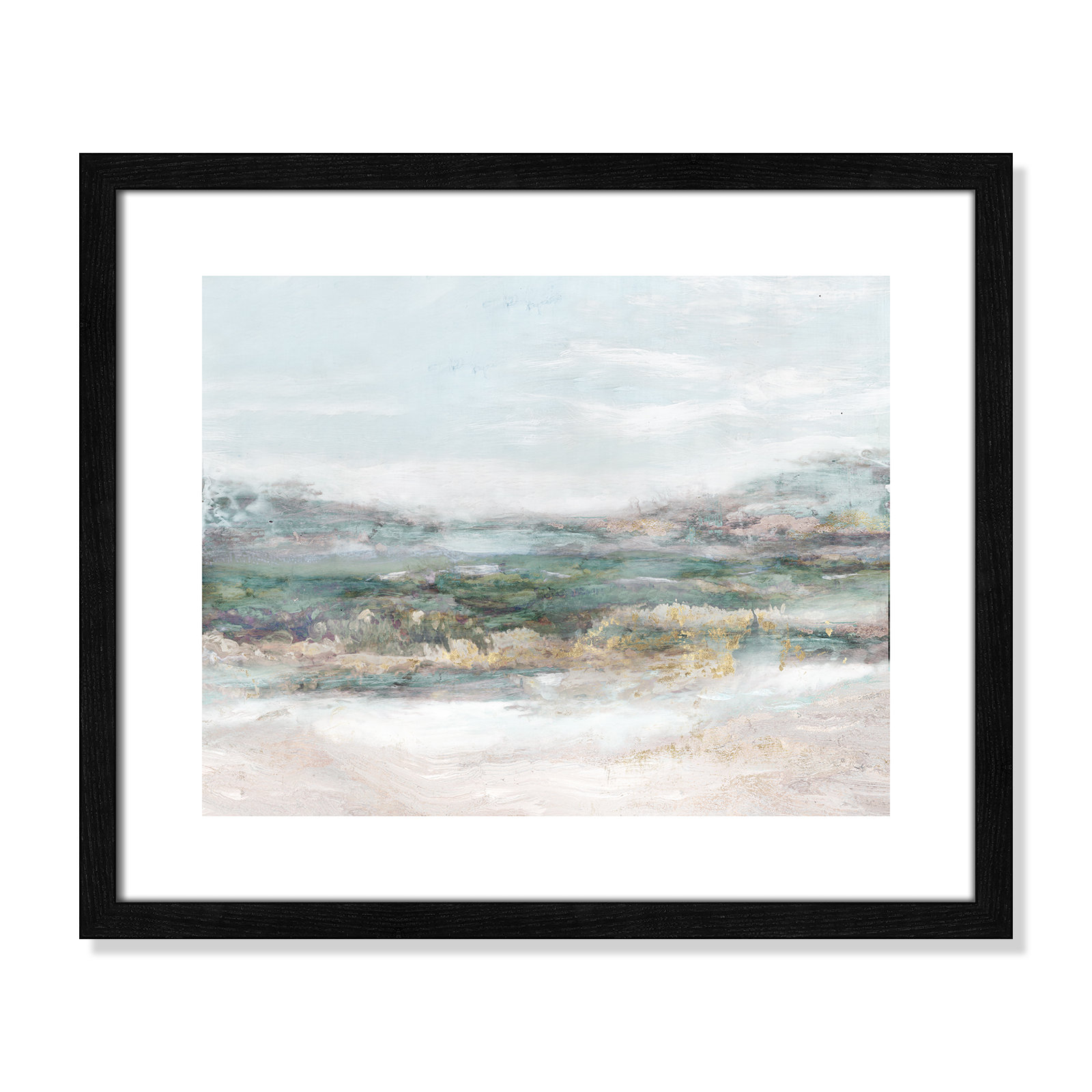 Dazzling by Matina Theodosiou - Painting Print on Canvas, White, 16" H x 19" W x 0.75" D, Black Wood Grain Framed Paper