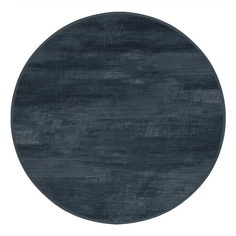 Machine Washable Abstract Gray Area Rug, Round 8'