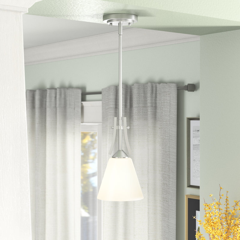 Luminaire suspendu conique à 1 lumière Camryn, Nickel brossé