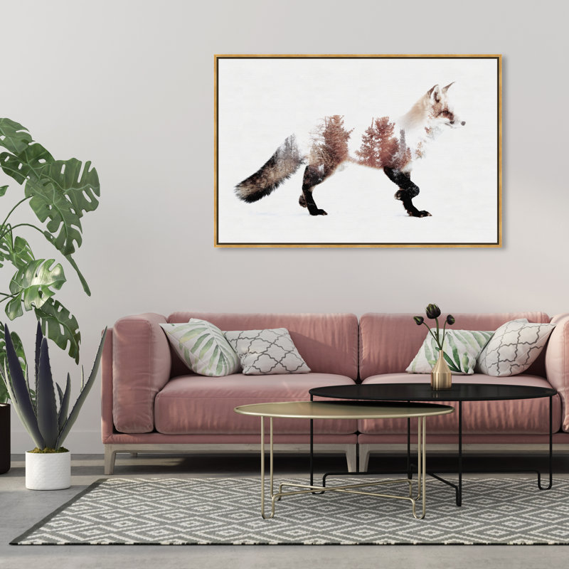 The Fox - reproduction d'impression, Toile encadrée d'or, H 36 po x l 54 po x P 1,5 po