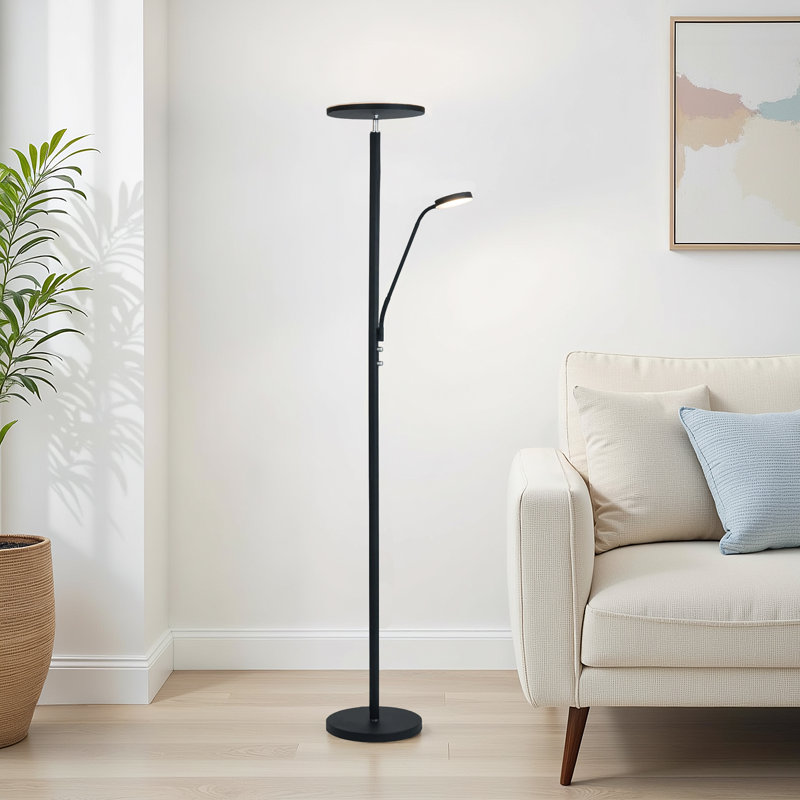 Aria 71.75'' Torchiere Floor Lamp, Black
