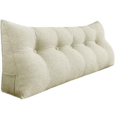 Sit-up Back Comfort Ivory Linen Headboard Reading Wedge Pillow Triangular Bed Rest Back Support Compression