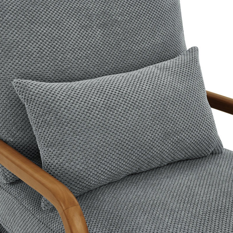 Chaise longue en bois massif avec revêtement Nubby, accoudoirs courbés et mousse à mémoire de forme haute densité pour plus de confort et de style