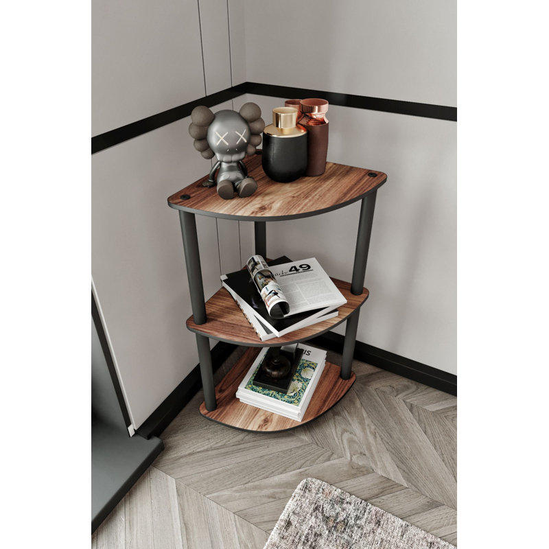 Bibliothèque moderne en noyer de 13,4 po x 28,3 po x 13,4 po | Fabrication 100% bois aggloméré avec pieds en kraft comprimé | Rangement élégant et fonctionnel pour la maison ou le bureau | Parfait pour organiser des livres et décorer