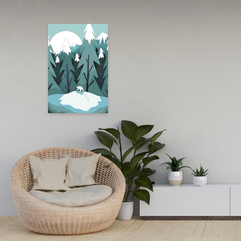 Contemporary Art Abstract Contemporary Bear Forest Landscape Wall Art by Stephen Wade - Wrapped Canvas Print
