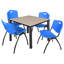 Plateau de table Kee Square, 4 chaises empilables-674458711-674458716-674458717