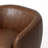 Upholstered Brown Faux Leather Swivel Barrel Chair Recessed Arms With Solid Wood Base-1574842057