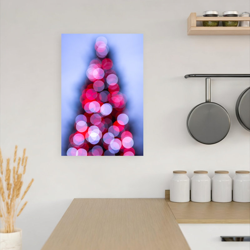 Arbre de Noël festif coloré, arbre de Noël abstrait traditionnel, coucher de soleil, impression d'art mural, 18" H x 12" W