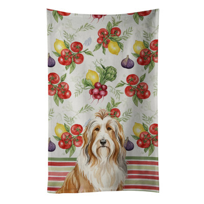 Fawn Bearded Collie Vegetables Kitchen Towel