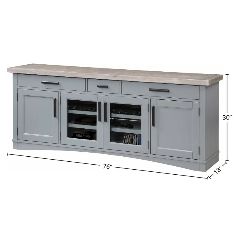 Meuble télé pour téléviseur de 85 po ou moins Stapleton, Colombe et naturel patiné
