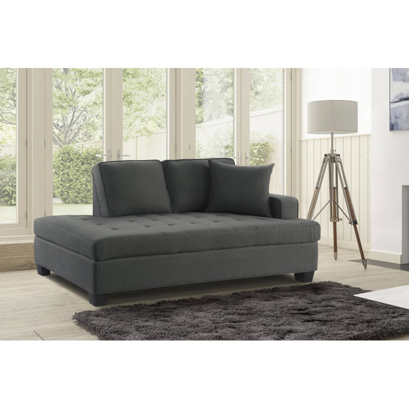 Chaise longue Melodica moderne et contemporaine de 75 po avec revêtement en tissu texturé, coussin de dossier réversible et ressorts ensachés en mousse de qualité supérieure