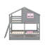 Lit superposé simple au-dessus de simple avec 2 tiroirs, 1 boîte de rangement, 1 tablette, fenêtre et toit-1081025413