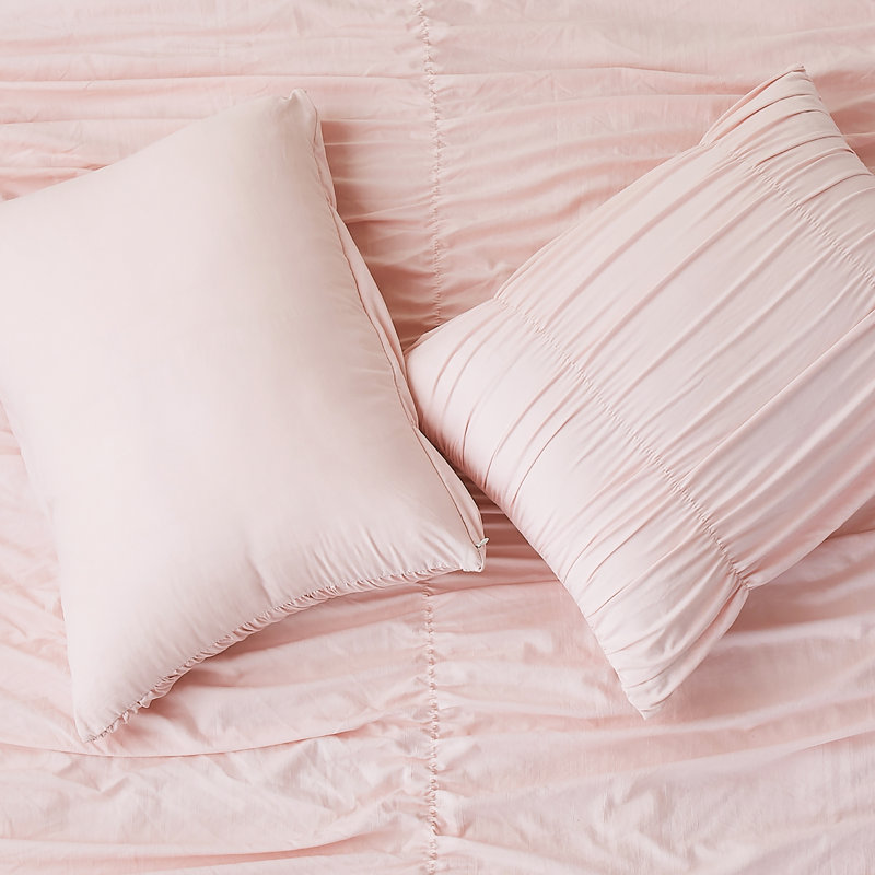 Ensemble d'édredon ruché Wonderful, Lit simple + 1 taie décorative standard, Rose