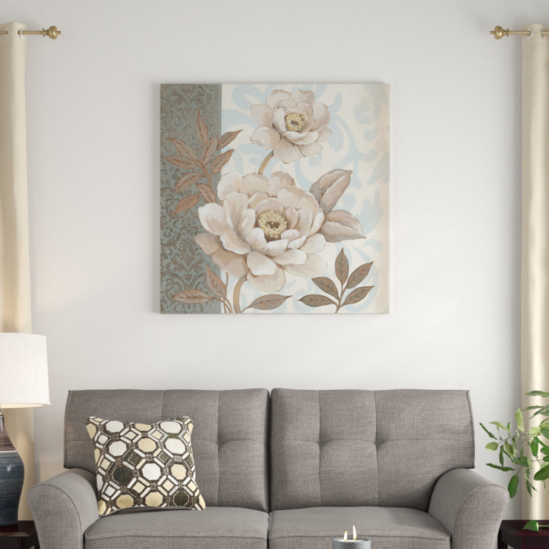«Small Parisian Peony II», peinture sur toile, H 36 po x l 36 po