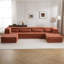 Canapé à compression, canapé convertible au sol, canapé modulaire désossé bricolage, aucun assemblage requis, tissu polaire circulaire, surdimensionné à 4 places avec 2 repose-pieds, orange-1177954550