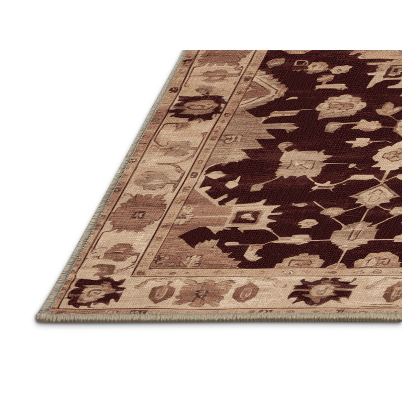 Machine Washable Overdyed Brown Area Rug, Rectangle 2' x 3'