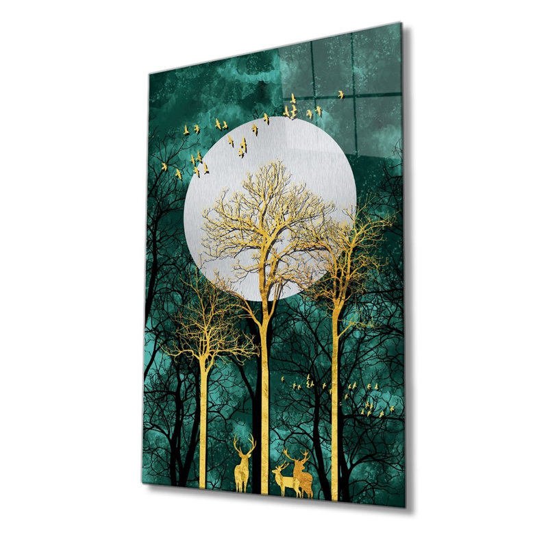 Peinture élégante en verre trempé décoratif, 27,6 po x 43,3 po | 100% verre trempé, épaisseur: 0,16 pouce | Superbe décoration intérieure pour le salon, le bureau ou la galerie | Pièce d'art unique, durable et élégante