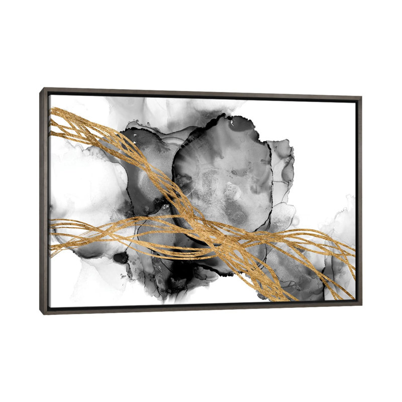 "Matrix undulation I" par Jennifer Goldberger-impression, Toile encadrée de bois rustique foncé, H 18 po x l 26 po x P 1,5 po