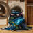 Machine Washable Space Blue Area Rug