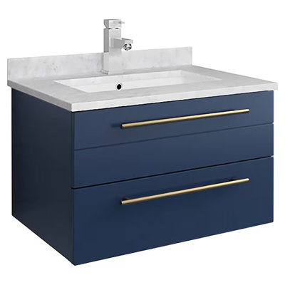 Fresca Lucera 24"" Wall-Mounted Single Sink Modern Bathroom Vanity Set -  FCB6124RBL-UNS-CWH-U