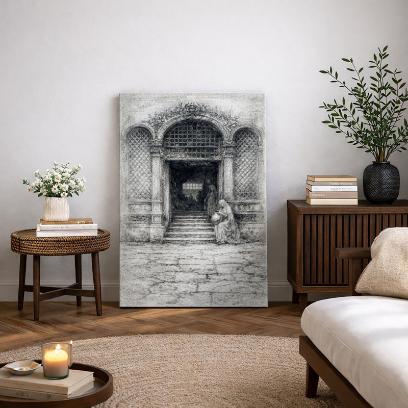 Œuvre architecturale rétro, photos de bureau, impression sur toile encadrée, H 24 po x l 16 po x P 1,5 po, Toile tendue