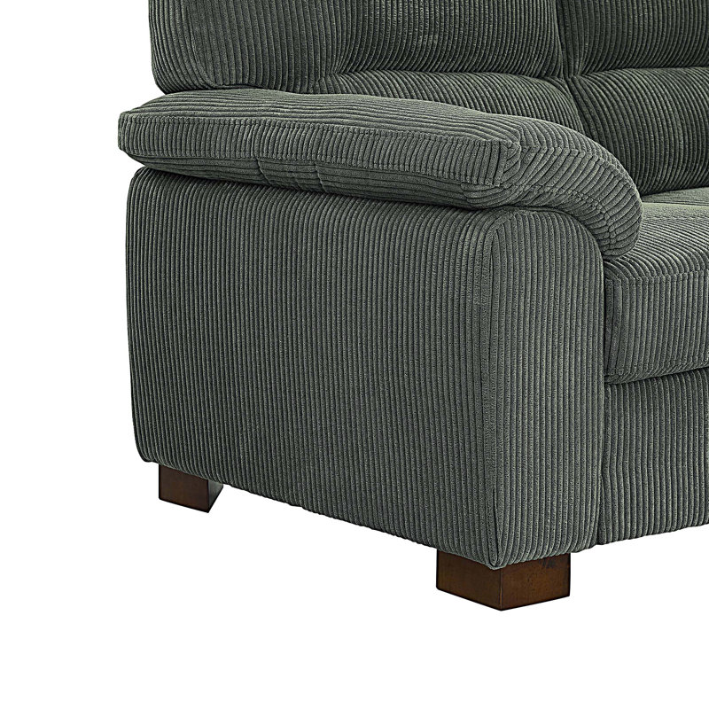 Aziyah 81'' Corduroy Sofa, Corduroy Green Microfiber/Microsuede