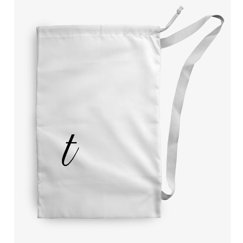 Fabric Laundry Bag with Handles, White/Black, Small (29" H x 18" W)