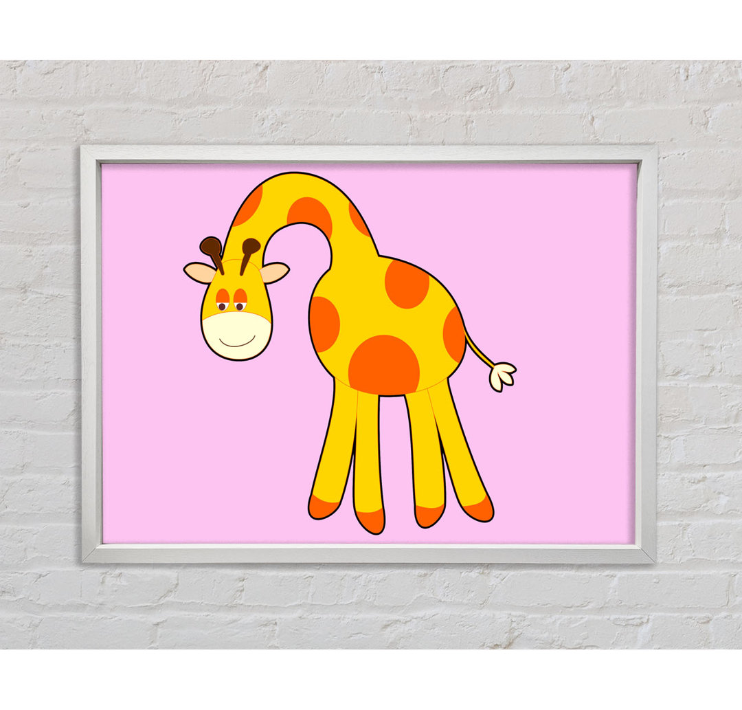 Lustige Giraffe, die auf das Baby herabblickt - Einzelbildrahmen Kunstdrucke auf Leinwand