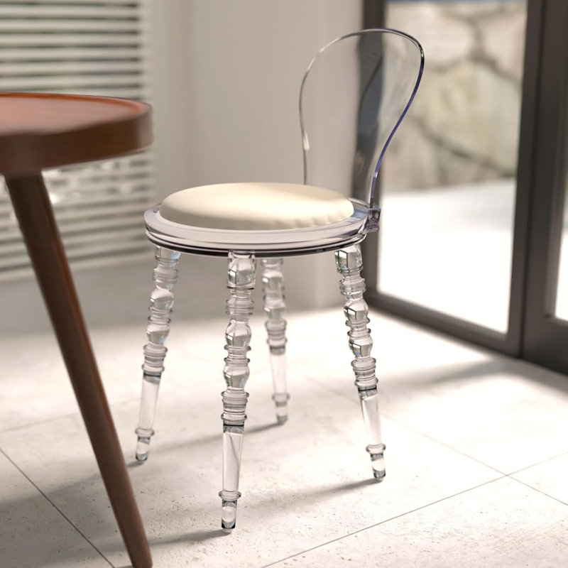 Chaise de coiffeuse Delidle, Blanc, Transparent